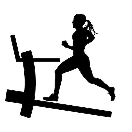 Silhouettes, girl running on the treadmill. vector illustration. Stock Photo - Budget Royalty-Free & Subscription, Code: 400-07573767