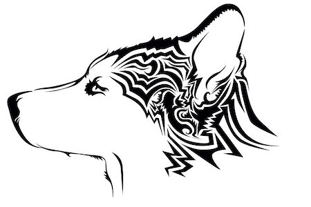 Tribal wolf tattoo Stock Photo - Budget Royalty-Free & Subscription, Code: 400-07573969