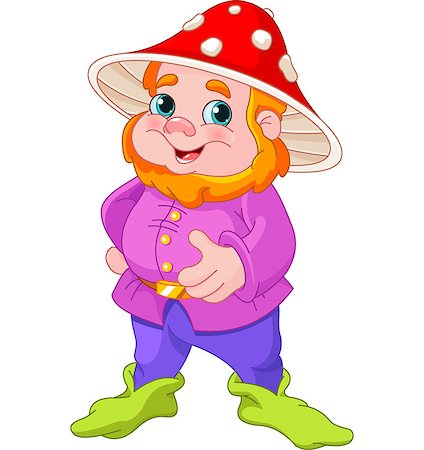 simsearch:400-05683592,k - Illustration of cute Gnome with mushroom hat Stock Photo - Budget Royalty-Free & Subscription, Code: 400-07580576