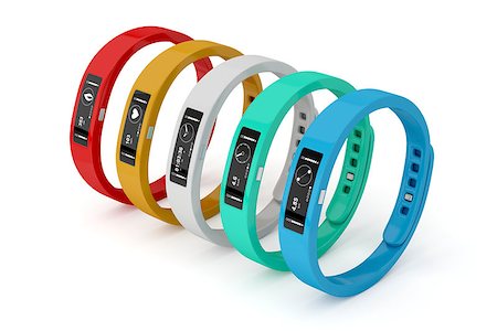 fitness-tracker - Fitness trackers with different interfaces and colors Stockbilder - Microstock & Abonnement, Bildnummer: 400-07580861