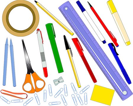 A collection of office equipment, all plain colors, no meshes for easy editing. Stock Photo - Budget Royalty-Free & Subscription, Code: 400-07580986