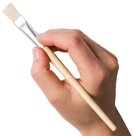 paint brush side nobody - Hand holding paintbrush on white background Stock Photo - Budget Royalty-Free & Subscription, Code: 400-07582116