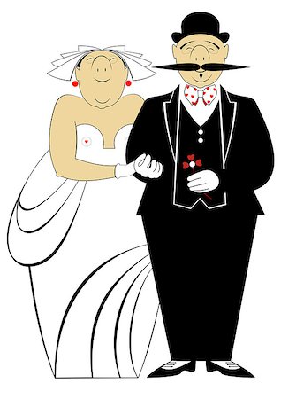 Cartoon bridegroom and bride Stock Photo - Budget Royalty-Free & Subscription, Code: 400-07614379