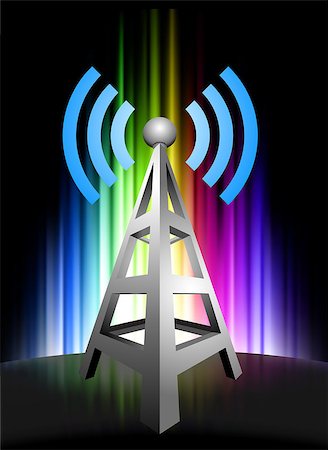 simsearch:400-08403707,k - Radio Tower on Abstract Spectrum Background Original Illustration Foto de stock - Royalty-Free Super Valor e Assinatura, Número: 400-07614573