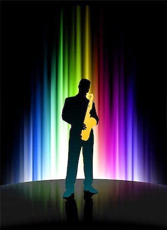 Live Musician on Abstract Spectrum Background Original Illustration Fotografie stock - Microstock e Abbonamento, Codice: 400-07614585