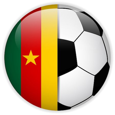 simsearch:400-07546642,k - Vector - Cameroon Flag with Soccer Ball Background Stockbilder - Microstock & Abonnement, Bildnummer: 400-07614915