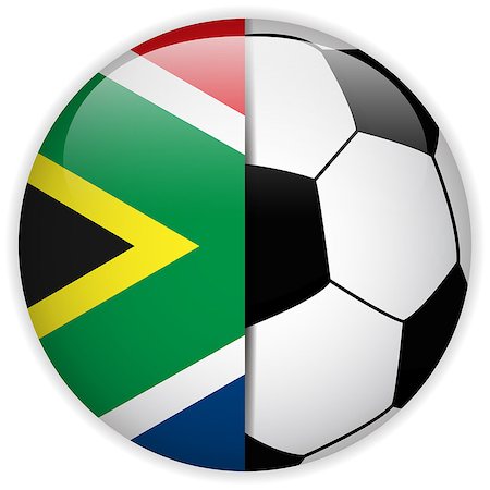 simsearch:400-05278443,k - Vector - South Africa Flag with Soccer Ball Background Fotografie stock - Microstock e Abbonamento, Codice: 400-07614944