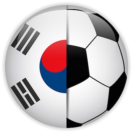 simsearch:400-07290547,k - Vector - South Korea Flag with Soccer Ball Background Stockbilder - Microstock & Abonnement, Bildnummer: 400-07614945