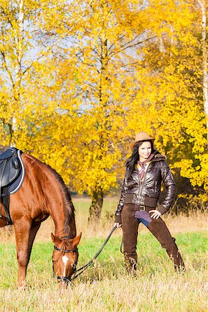 simsearch:400-07615021,k - equestrian with her horse in autumnal nature Stock Photo - Budget Royalty-Free & Subscription, Code: 400-07615019