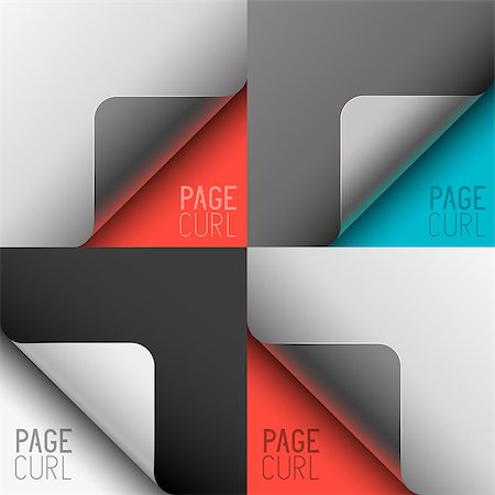 Vector Page Curls. Turn page corners for designs. Vector illustration. Foto de stock - Super Valor sin royalties y Suscripción, Código: 400-07615150
