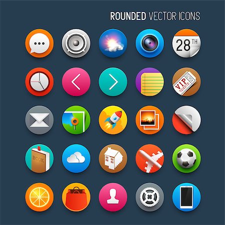 Rounded Vector Icons. Set of vector interface icons and symbols. Photographie de stock - Aubaine LD & Abonnement, Code: 400-07615151
