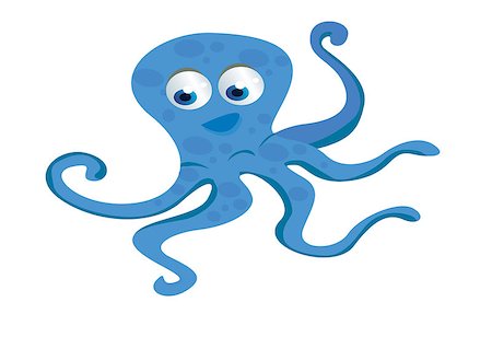 blue octopus cartoon smiling Stock Photo - Budget Royalty-Free & Subscription, Code: 400-07615169