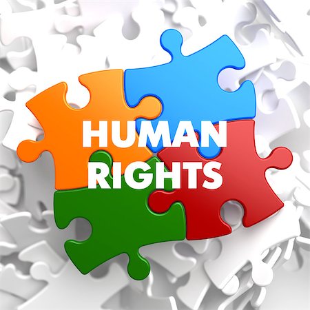 segregazione - Human Rights on Multicolor Puzzle on White Background. Fotografie stock - Microstock e Abbonamento, Codice: 400-07615257