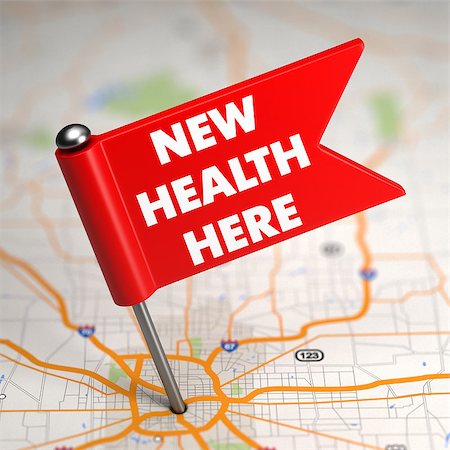 simsearch:400-07615290,k - New Health Here Concept - Small Flag on a Map Background with Selective Focus. Stock Photo - Budget Royalty-Free & Subscription, Code: 400-07615290