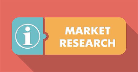 Market Research Button in Flat Design with Long Shadows on Scarlet Background. Stock Photo - Budget Royalty-Free & Subscription, Code: 400-07615319