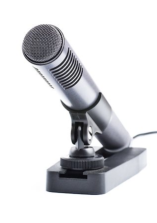 simsearch:400-04278068,k - gray condenser microphone on stand isolated on white Stock Photo - Budget Royalty-Free & Subscription, Code: 400-07615636