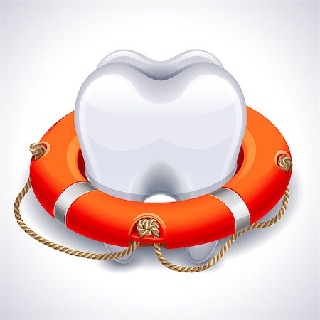 Vector illustration - tooth with lifebuoy Stock Photo - Budget Royalty-Free & Subscription, Code: 400-07615651