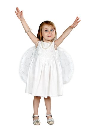 simsearch:400-04436228,k - little girl with angel wings in the studio on a gray background Stock Photo - Budget Royalty-Free & Subscription, Code: 400-07615707