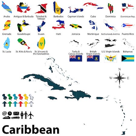 Vector political maps with flags of Caribbean on white background Photographie de stock - Aubaine LD & Abonnement, Code: 400-07615921