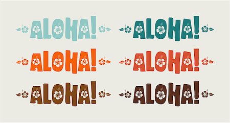 Vector set of aloha word in retro colors, hand drawn text Stock Photo - Budget Royalty-Free & Subscription, Code: 400-07615989
