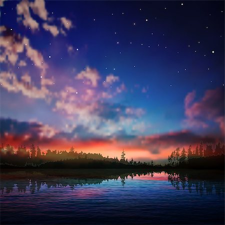 simsearch:400-07222923,k - abstract night nature background with pink sunset and clouds Photographie de stock - Aubaine LD & Abonnement, Code: 400-07615980