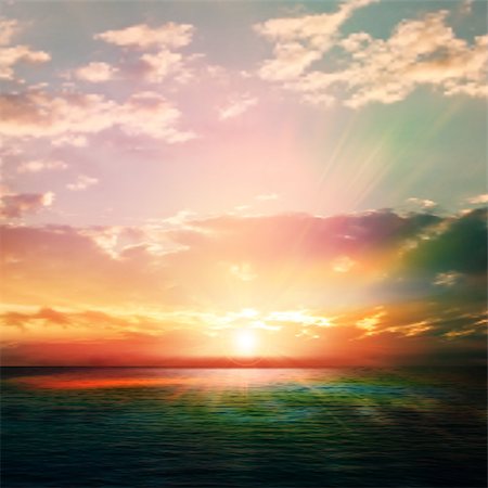 abstract nature background with sunrise and green ocean Stock Photo - Budget Royalty-Free & Subscription, Code: 400-07616132