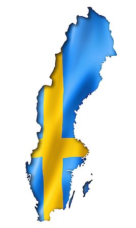 swedish flag - Sweden flag map, three dimensional render, isolated on white Stockbilder - Microstock & Abonnement, Bildnummer: 400-07616215