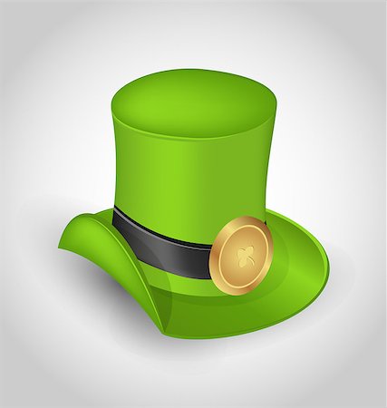 simsearch:400-05885156,k - Illustration green hat with buckle in saint Patrick Day - isolated on white background - vector Stock Photo - Budget Royalty-Free & Subscription, Code: 400-07616706