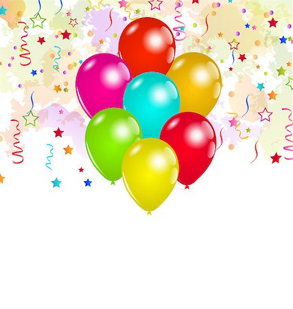simsearch:400-08157483,k - Illustration set colorful balloons and confetti for your party - vector Fotografie stock - Microstock e Abbonamento, Codice: 400-07616742