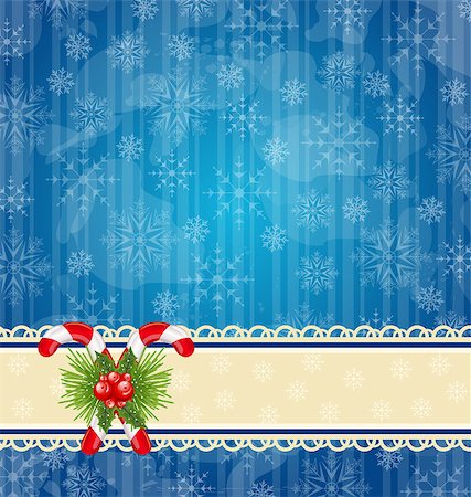 simsearch:400-08113383,k - Illustration Christmas vintage wallpaper with sweet cane - vector Stock Photo - Budget Royalty-Free & Subscription, Code: 400-07616776