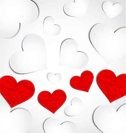 simsearch:400-08646427,k - Illustration cute background for Valentine's day with paper hearts - vector Foto de stock - Super Valor sin royalties y Suscripción, Código: 400-07616772