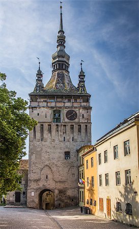 romanian culture - The clock tower of the citadel in Sighisoara, Romania Stock Photo - Budget Royalty-Free & Subscription, Code: 400-07617194