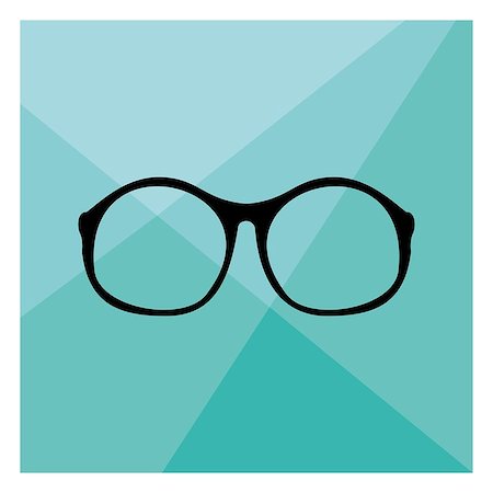 professor icon - Glasses with black thick holder retro hipster vector illustration on mint green flat triangle mosaic background. Stock Photo - Budget Royalty-Free & Subscription, Code: 400-07617247