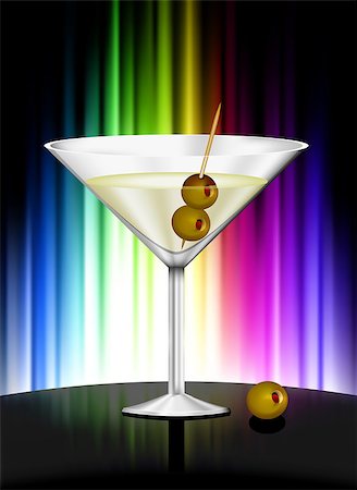 Martini on Abstract Spectrum Background Original Illustration Stock Photo - Budget Royalty-Free & Subscription, Code: 400-07617301