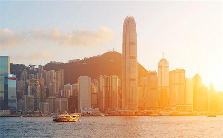 simsearch:400-07630733,k - Hong Kong sunset with office buildings Stock Photo - Budget Royalty-Free & Subscription, Code: 400-07617464