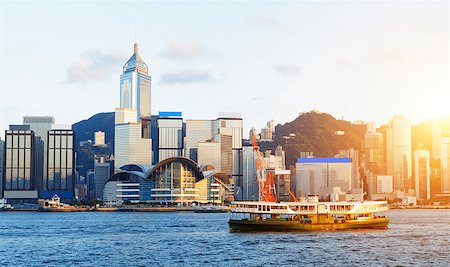 simsearch:400-07630733,k - Hong Kong sunset with office buildings Stock Photo - Budget Royalty-Free & Subscription, Code: 400-07617465