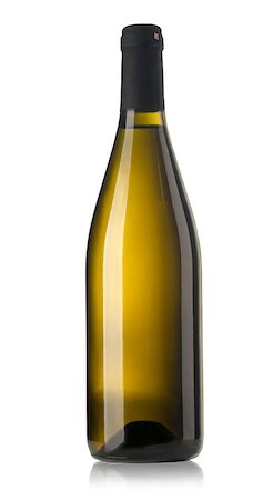 Full bottle of white wine with clipping path Stockbilder - Microstock & Abonnement, Bildnummer: 400-07617614