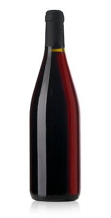 red wine  bottle isolated over white background with clipping path Stockbilder - Microstock & Abonnement, Bildnummer: 400-07617617