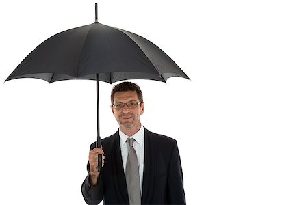 simsearch:400-04921907,k - mature attractive business man with umbrella isolated on white Stock Photo - Budget Royalty-Free & Subscription, Code: 400-07617851