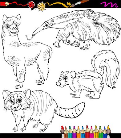 simsearch:400-07632697,k - Coloring Book or Page Cartoon Illustration of Black and White Animals Chatacters for Children Stockbilder - Microstock & Abonnement, Bildnummer: 400-07618257