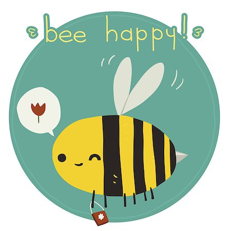 The vector greeting card with funny bee. Foto de stock - Super Valor sin royalties y Suscripción, Código: 400-07618278