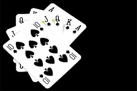 simsearch:400-04382425,k - Playing cards isolated on black background Stockbilder - Microstock & Abonnement, Bildnummer: 400-07618398