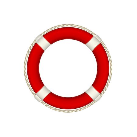 simsearch:400-08221601,k - Red life buoy with rope around on white background Stock Photo - Budget Royalty-Free & Subscription, Code: 400-07618952