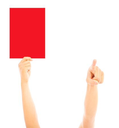 simsearch:400-05358699,k - Hand of referee with big red card and point the direction Photographie de stock - Aubaine LD & Abonnement, Code: 400-07619015