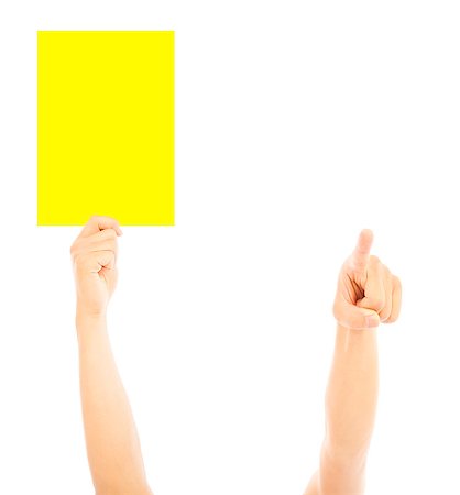 simsearch:400-05358699,k - Hand of referee with big yellow card to warn Photographie de stock - Aubaine LD & Abonnement, Code: 400-07619016