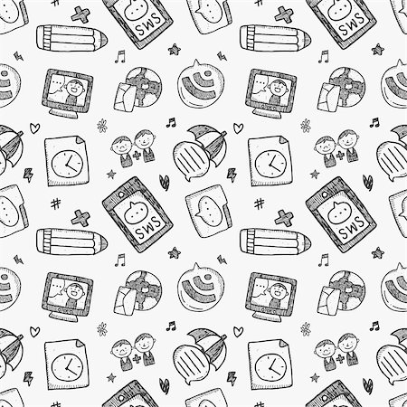 simsearch:400-07630248,k - seamless doodle communication pattern Stock Photo - Budget Royalty-Free & Subscription, Code: 400-07619048
