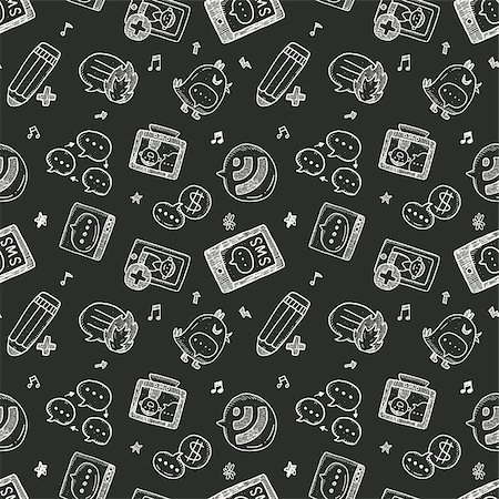 seamless doodle communication pattern Stock Photo - Budget Royalty-Free & Subscription, Code: 400-07619049