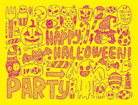 doodle halloween holiday background Stock Photo - Budget Royalty-Free & Subscription, Code: 400-07619043