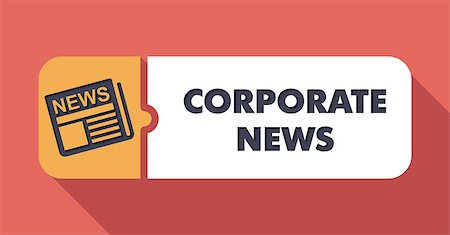 simsearch:400-07461877,k - Corporate News Button in Flat Design with Long Shadows on Scarlet Background. Photographie de stock - Aubaine LD & Abonnement, Code: 400-07619239