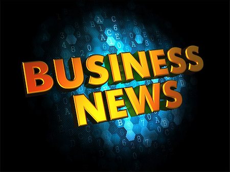 Business News - Gold 3D Words on Dark Digital Background. Stock Photo - Budget Royalty-Free & Subscription, Code: 400-07619241